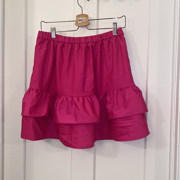 NWT Jcrew fuchsia ruffle wool/poly blend skirt with elastic waistband size 6 💃 - Picture 6 of 12